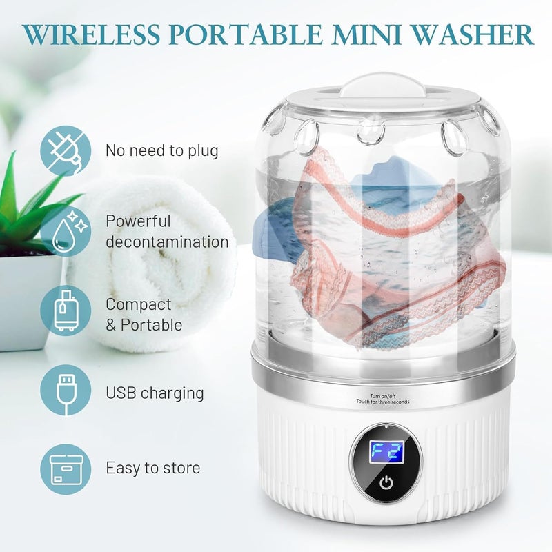 Fejytor Underwear Washer, Portable Mini Washing Machine, 2025 Upgraded Mini Washings Machines, Rechargeable Cordless Washing-Machine, Laundry Cup for Bra, Underwear, Socks (white) - Image 2