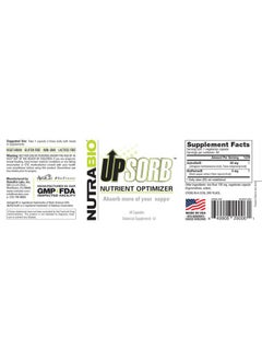 NutraBio UpSorb - BioPerine Supplement- Nutrient Bioavailability Enhancer with Black Pepper Extract - 60 Vegetable Capsules  - Image 3