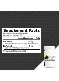 NutraBio UpSorb - BioPerine Supplement- Nutrient Bioavailability Enhancer with Black Pepper Extract - 60 Vegetable Capsules  - Image 2