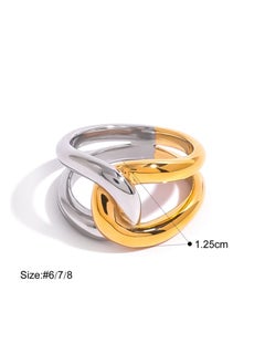 KAAF CREATIONS Two-Tone Statement Ring, 18K Gold Plated and Silver, Stainless Steel,  - Image 2