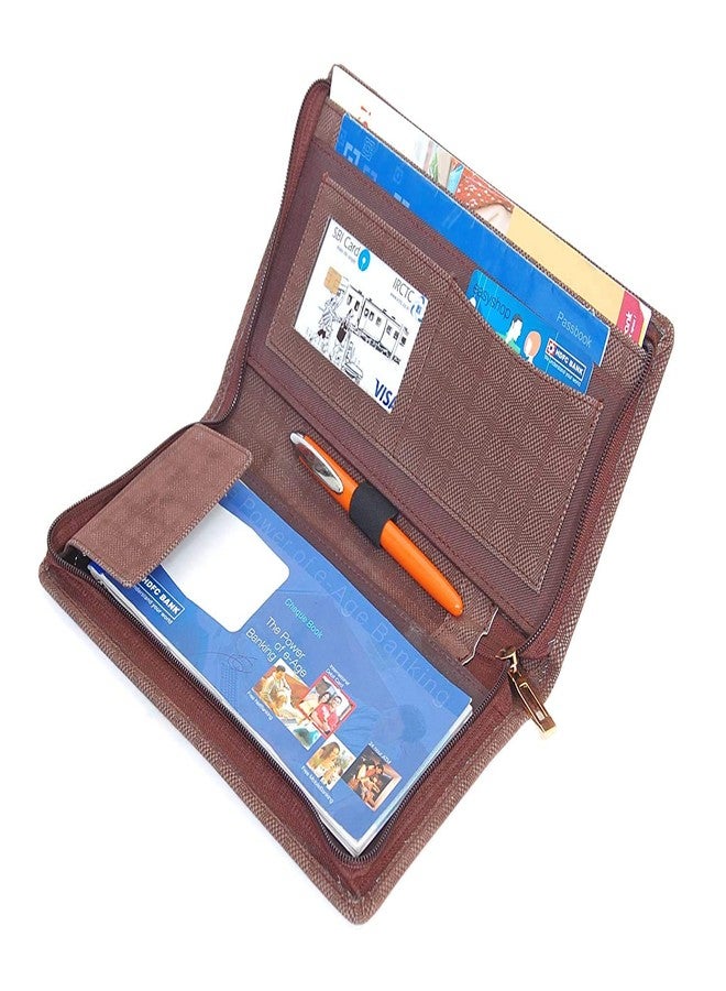 Pareek 3D (Brownish with 3D Shades) Multiple Cheque Book Holder/Card Holder/passbook Carrier/and Lots More Color (Ethnic Brownish) Set of 1 - Image 3
