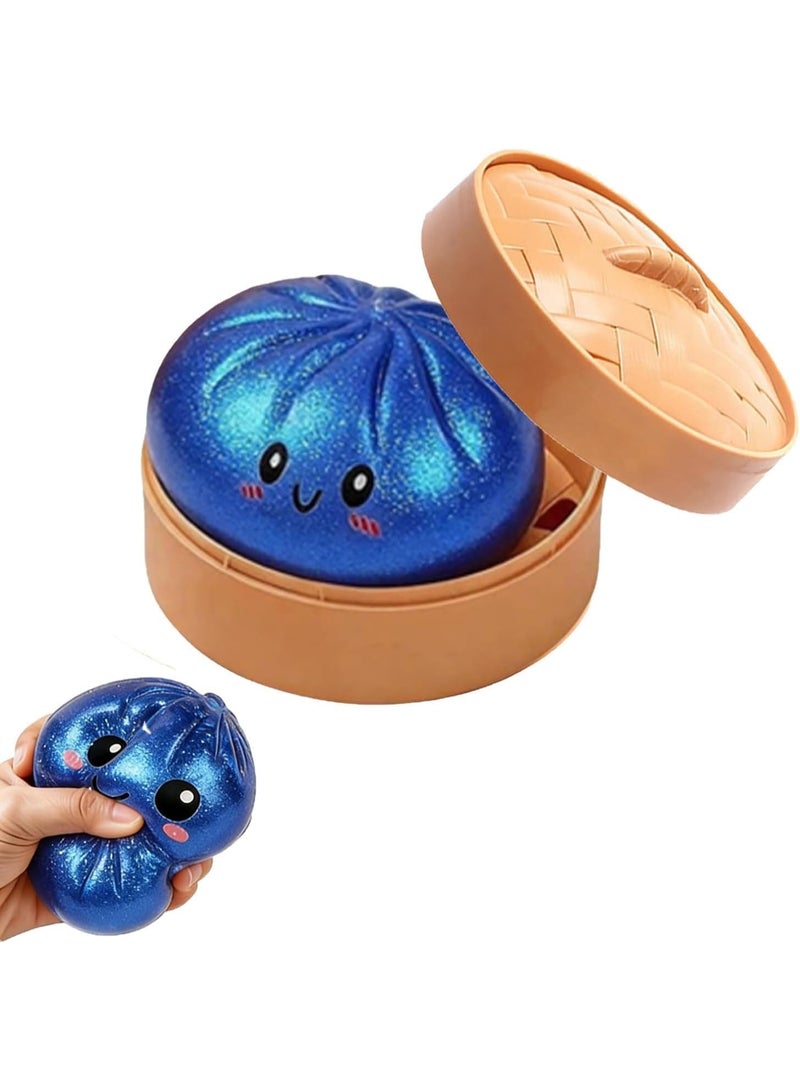 ATRJSZ Glitter Dumpling Squishy Box Real Squishy Dumplings Squishies Fidget Toys Adults & Teens Large Adults Anxiety Relief Squeeze Toy (Blue) - Image 1