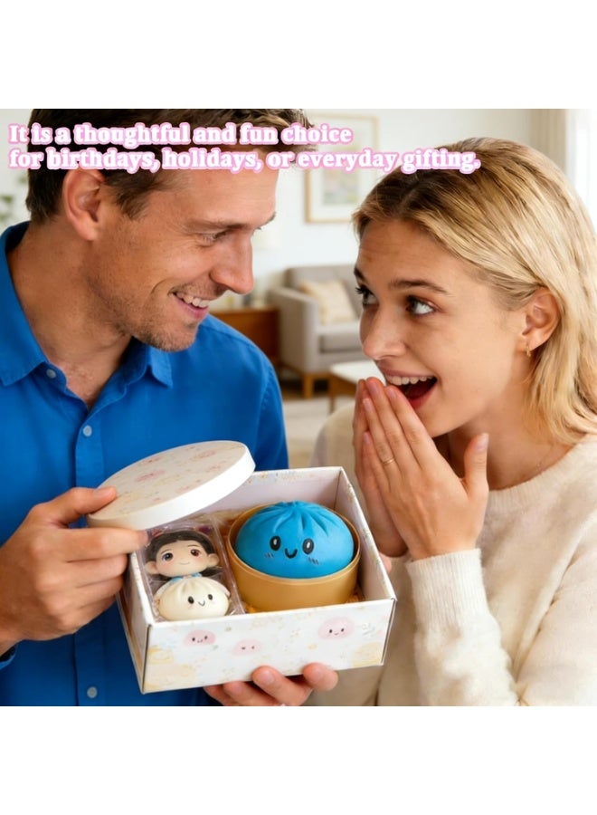 ATRJSZ Glitter Dumpling Squishy Box Real Squishy Dumplings Squishies Fidget Toys Adults & Teens Large Adults Anxiety Relief Squeeze Toy (Blue) - Image 2