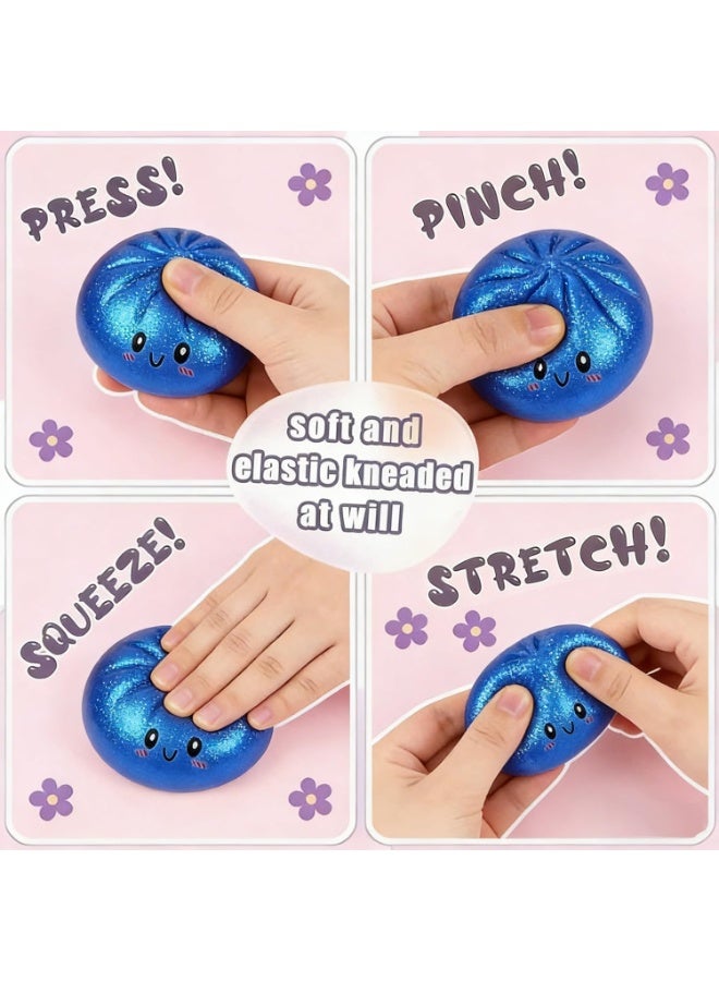 ATRJSZ Glitter Dumpling Squishy Box Real Squishy Dumplings Squishies Fidget Toys Adults & Teens Large Adults Anxiety Relief Squeeze Toy (Blue) - Image 5