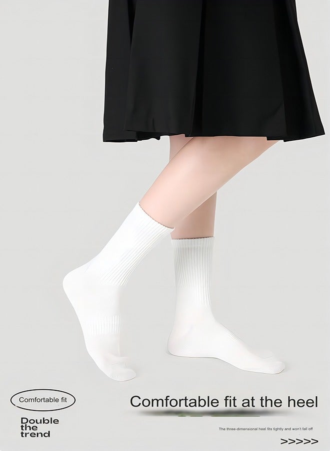 2 Pairs Of Black And White Socks, Novel Couple Socks, Adult Men And Women Middle Tube Socks, Antibacterial Boneless Solid Color Sports Men And Women Middle Tube Socks  - Image 5