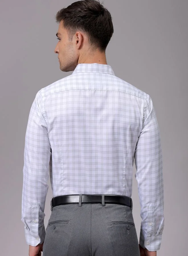 The Indian Garage Co Men Slim Fit Striped Full Sleeves Cutaway Collar Formal Shirt