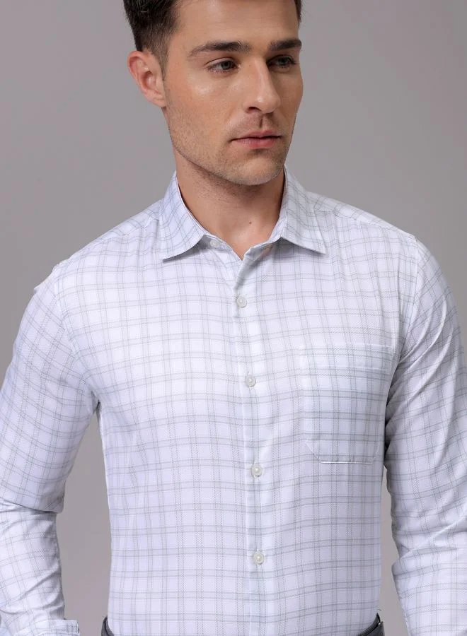 The Indian Garage Co Men Slim Fit Striped Full Sleeves Cutaway Collar Formal Shirt