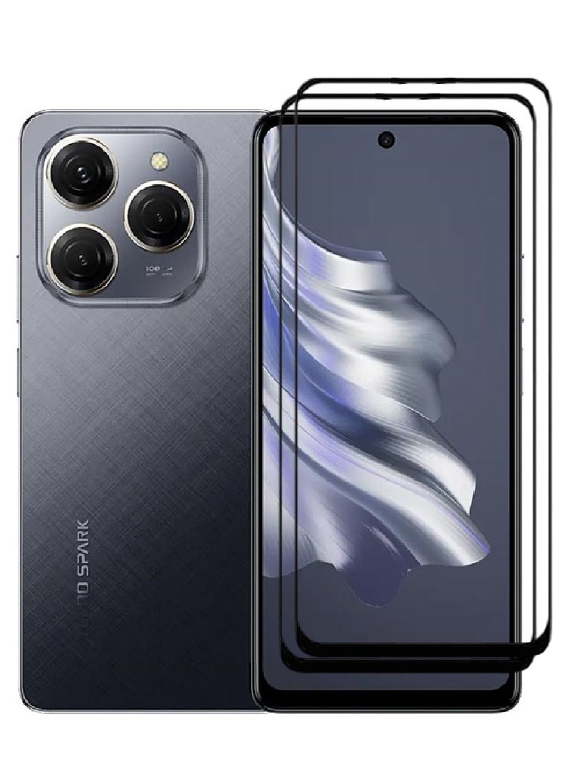 AINA حماية شاشة زجاجية مقسّاة 2 قطعة 5D مصممة لهاتف Tecno Spark 20 Pro تغطية كاملة للصق من الحافة إلى الحافة وخالية من الفقاعات - Image 1