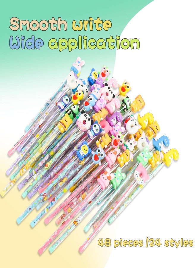 Ulema 48 PCs Cute Stackable Pencils For Kids Stacking Cartoon Pencils Translucent Multi Point Push Fun Pencils. - Image 3