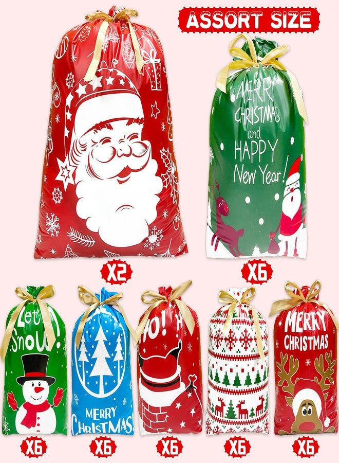 Funnlot Christmas Drawstring Gift Bags - 38PCS Assorted Sizes & Designs - Image 3