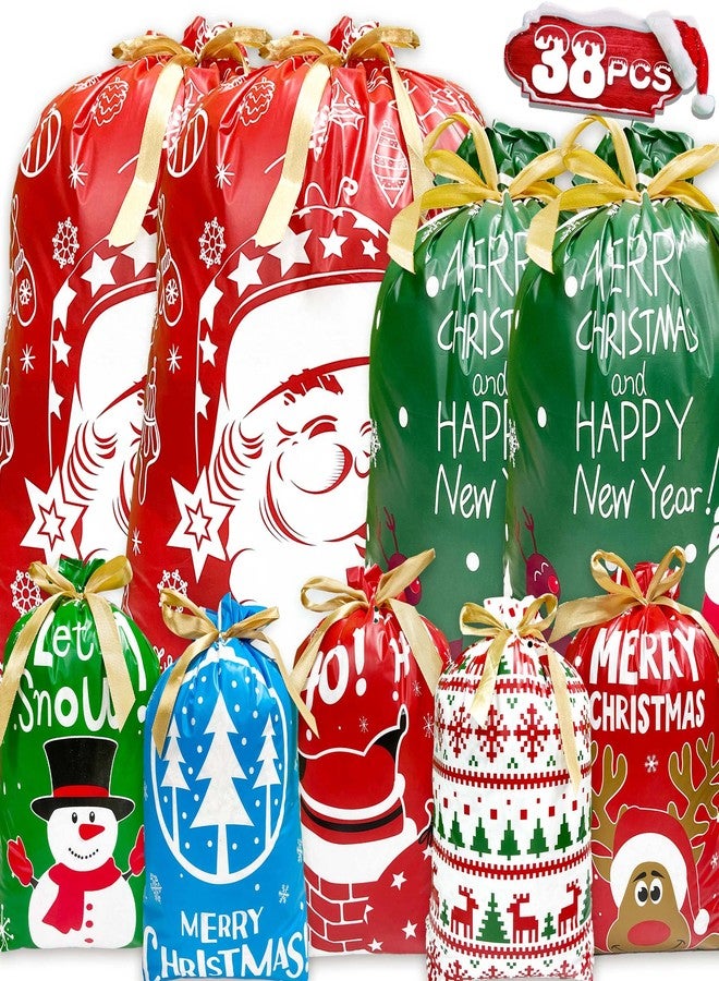 Funnlot Christmas Drawstring Gift Bags - 38PCS Assorted Sizes & Designs - Image 1