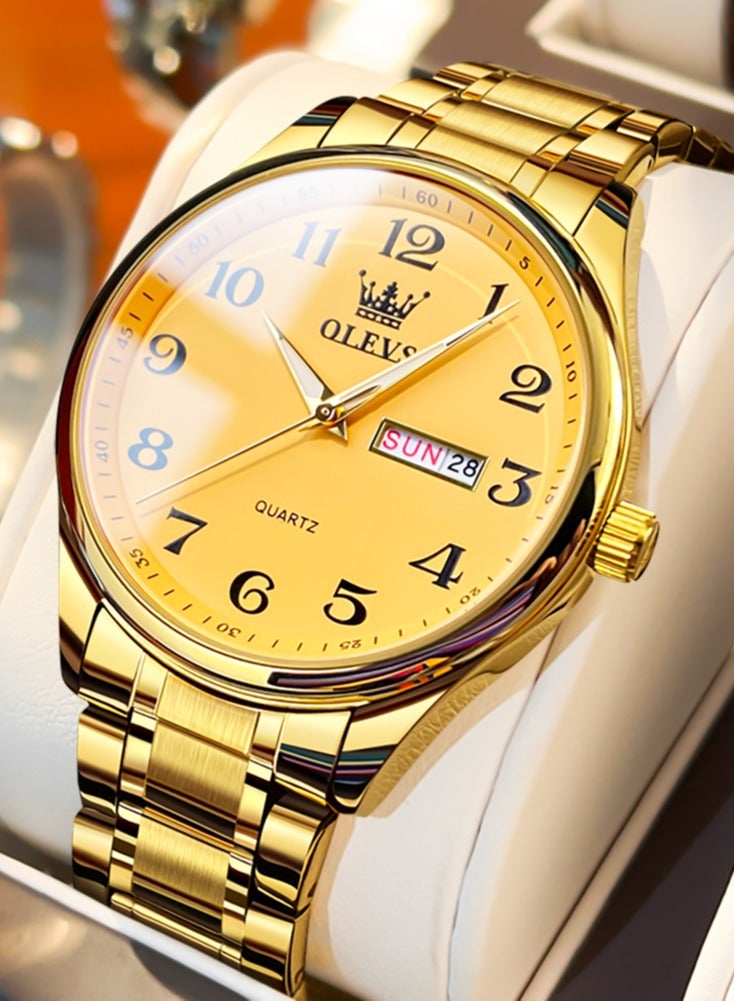أوليفز ساعة OLEVS الكلاسيكية للأعمال كوارتز للرجال بمينا رقمية لعرض التاريخ والأسبوع وساعة مضيئة مقاومة للماء للرجال - Image 1
