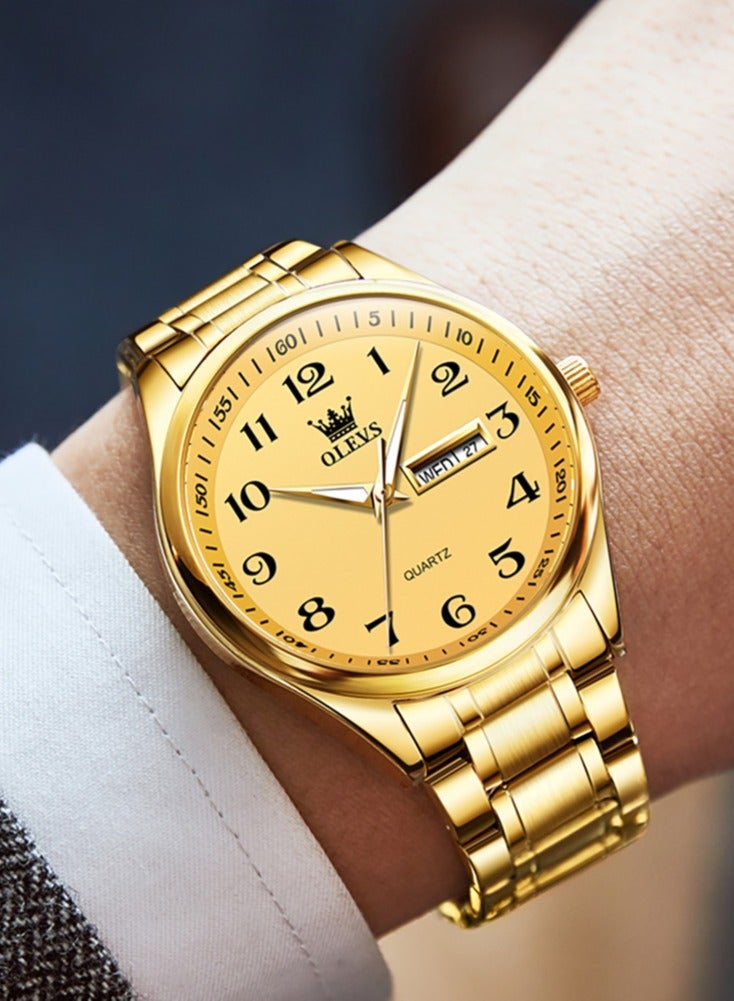 أوليفز ساعة OLEVS الكلاسيكية للأعمال كوارتز للرجال بمينا رقمية لعرض التاريخ والأسبوع وساعة مضيئة مقاومة للماء للرجال - Image 2