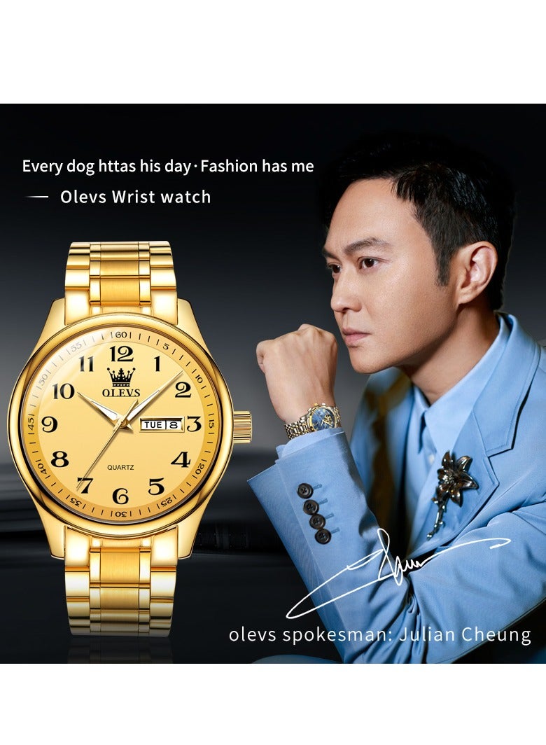 أوليفز ساعة OLEVS الكلاسيكية للأعمال كوارتز للرجال بمينا رقمية لعرض التاريخ والأسبوع وساعة مضيئة مقاومة للماء للرجال - Image 3