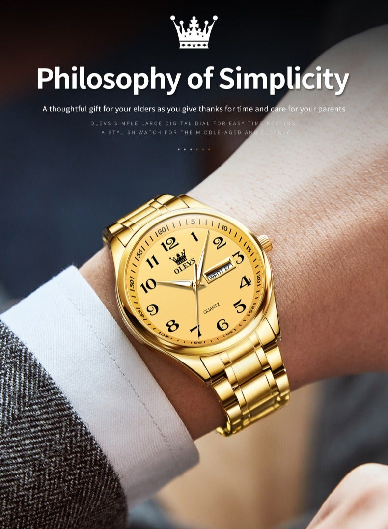 أوليفز ساعة OLEVS الكلاسيكية للأعمال كوارتز للرجال بمينا رقمية لعرض التاريخ والأسبوع وساعة مضيئة مقاومة للماء للرجال - Image 4