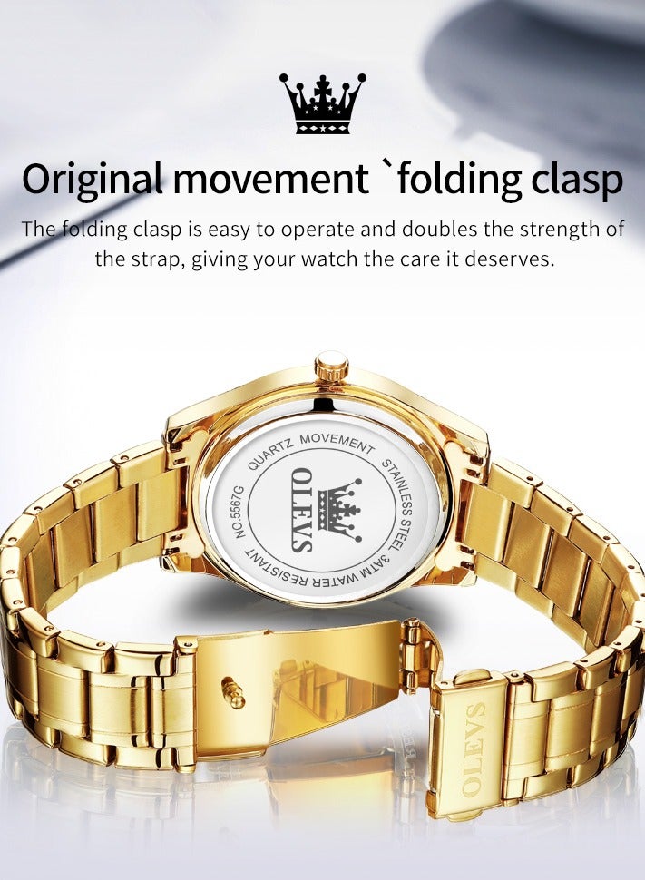 أوليفز ساعة OLEVS الكلاسيكية للأعمال كوارتز للرجال بمينا رقمية لعرض التاريخ والأسبوع وساعة مضيئة مقاومة للماء للرجال - Image 5