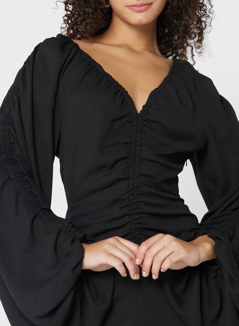 TOPSHOP Puff Sleeve Ruched Dress