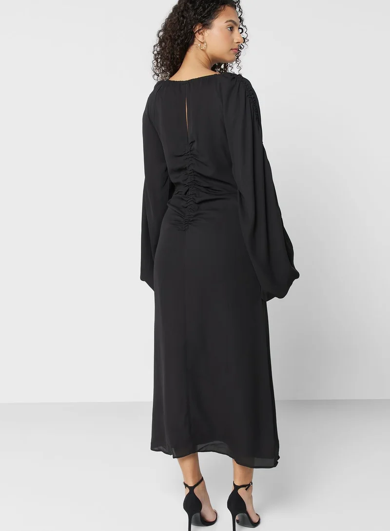 TOPSHOP Puff Sleeve Ruched Dress