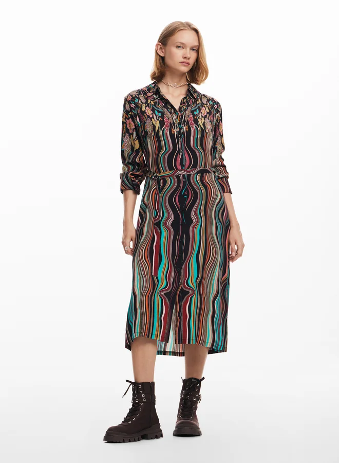 DESIGUAL Printed Midi Dress