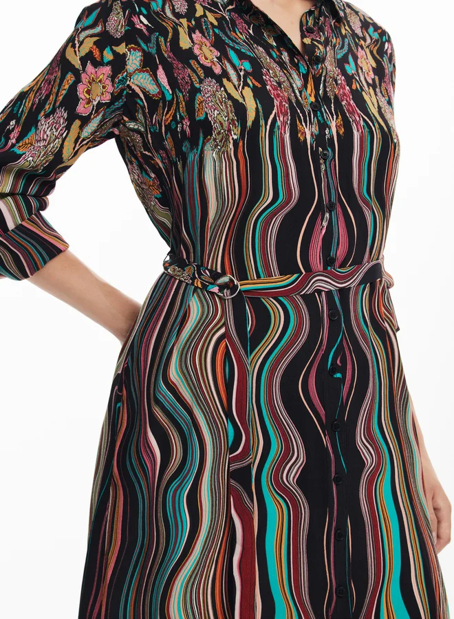 DESIGUAL Printed Midi Dress