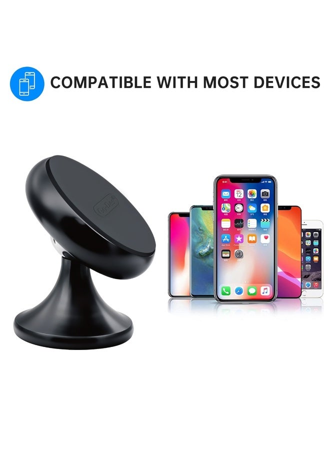 جو-ديز حامل هاتف السيارة المغناطيسي GO-DES GD-HD618 - حامل صغير للوحة القيادة يدور 360 درجة مع مغناطيس N52، قاعدة لاصقة قوية، هيكل معدني، ملاءمة عالمية - Image 3