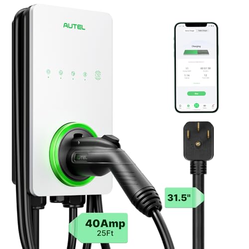 Autel MaxiCharger Level 2 EV Charger up to 40Amp, 240V, Indoor/Outdoor Fast Electric Vehicle Charging Station with Flexible 25-Foot Cable, NEMA 14-50 Plug (White) - Image 1