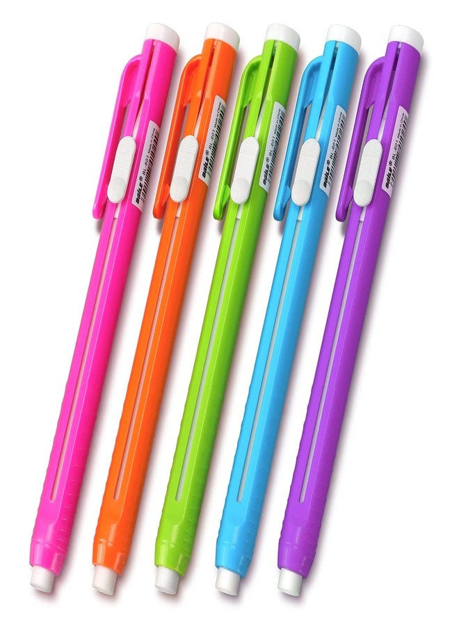 Hutou Retractable Mechanical Eraser Pen, Pen-Style Erasers Assorted Color, 5 Pack - Image 1