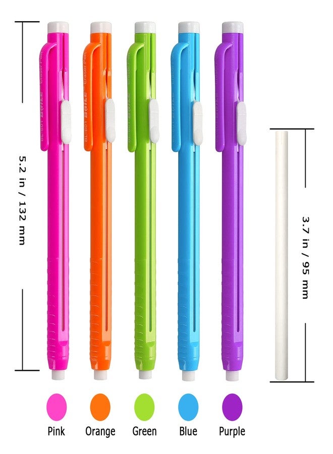 Hutou Retractable Mechanical Eraser Pen, Pen-Style Erasers Assorted Color, 5 Pack - Image 2