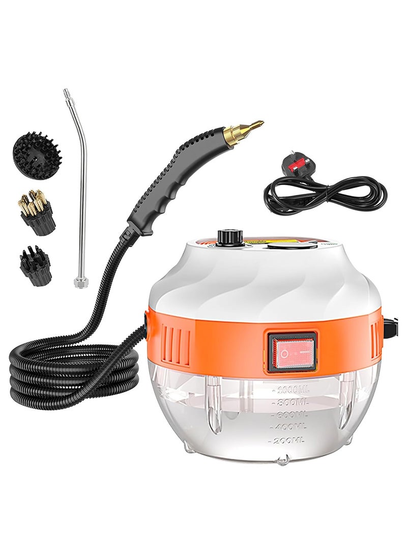 ارواق منظف ​​بالبخار بقدرة 3800 واط، منظف بالبخار المضغوط بدرجة حرارة عالية مع 3 رؤوس فرشاة، منظفات بخار محمولة للمطبخ والحمام والسجاد والسيارة والبلاط - Image 1