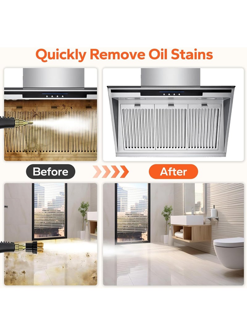 ارواق منظف ​​بالبخار بقدرة 3800 واط، منظف بالبخار المضغوط بدرجة حرارة عالية مع 3 رؤوس فرشاة، منظفات بخار محمولة للمطبخ والحمام والسجاد والسيارة والبلاط - Image 2