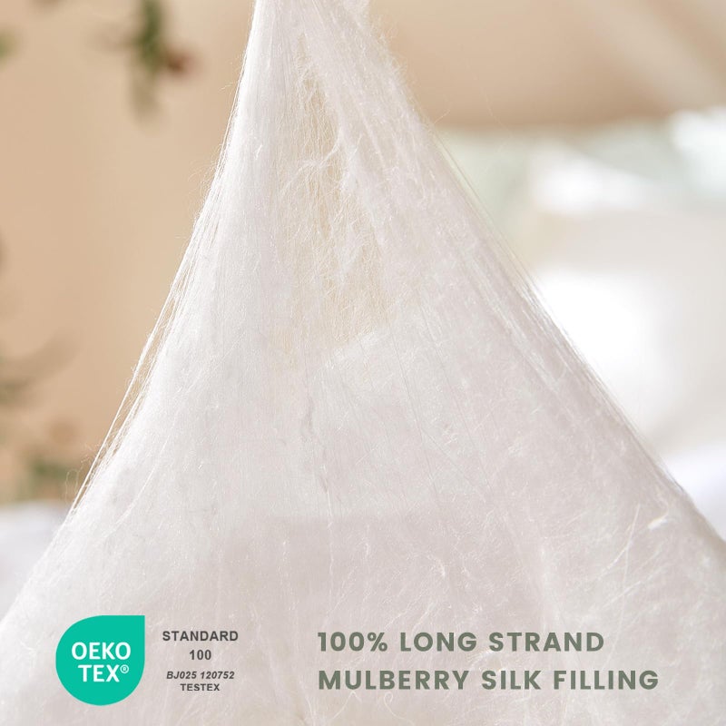 THXSILK All Season Mulberry Silk Comforter/Duvet/Quilt, 100% Grade 6A Natural Long Strand Silk Bedding, Pure Cotton Shell(White), Queen Size 87in x 91in/220cm x 230cm, Silk Weight 2.76lb/1.25kg - Image 3