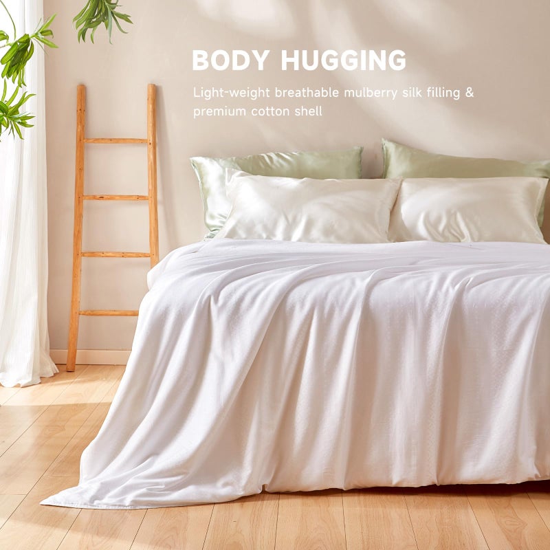 THXSILK All Season Mulberry Silk Comforter/Duvet/Quilt, 100% Grade 6A Natural Long Strand Silk Bedding, Pure Cotton Shell(White), Queen Size 87in x 91in/220cm x 230cm, Silk Weight 2.76lb/1.25kg - Image 2
