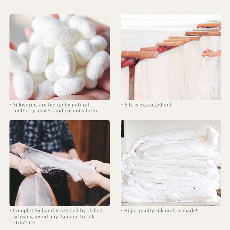 THXSILK All Season Mulberry Silk Comforter/Duvet/Quilt, 100% Grade 6A Natural Long Strand Silk Bedding, Pure Cotton Shell(White), Queen Size 87in x 91in/220cm x 230cm, Silk Weight 2.76lb/1.25kg - Image 4