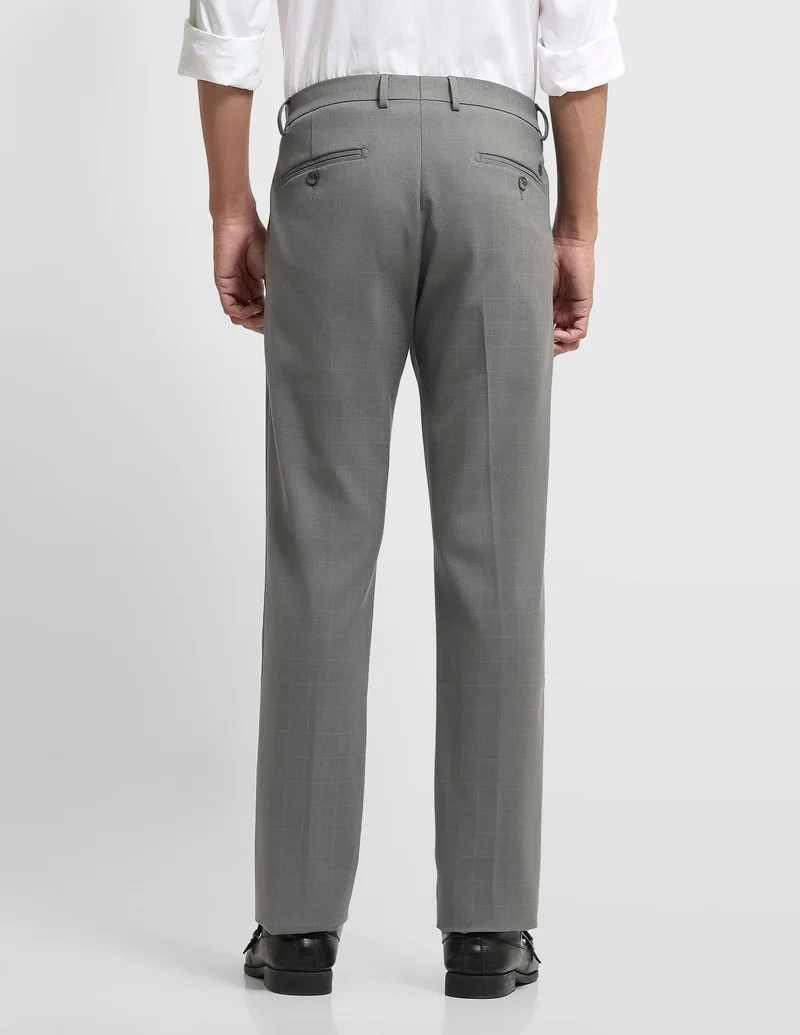 Arrow Grey Checked Hudson Regular Fit Trousers for Men | Best Price UAE