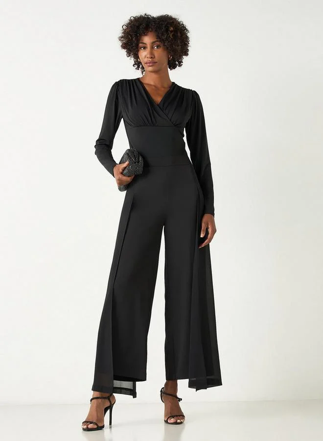 2Xtremz 2Xtremz Solid Shaping Bodysuit with V-neck and Long Sleeves