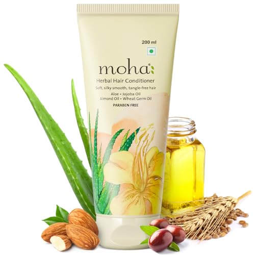 Moha Herbal Hair Conditioner with Aloe Vera, Jojoba, Almond & Olive Oil for Soft, Silky, Smooth & Tangle-Free Hair | Ayurvedic Hydration for Dry & Frizzy Hair | Locks in Moisture, Repairs and Nourishes Deeply & Adds Natural Shine | Conditioner for Men & Women to Breakage-Free & Strengthen Hair – 200 ml (PACK OF 1) - Image 1