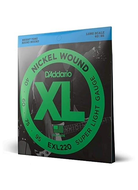 Bass Guitar Strings - XL Nickel Bass Strings - EXL220 - Perfect Intonation, Consistent Feel, Powerful Durability - For 4 String Bass Guitars - 40-95 Super Light, Long Scale