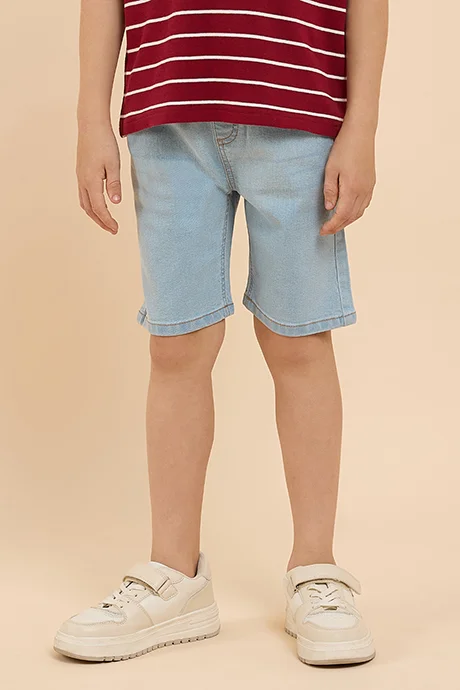 R&B Washed Denim Shorts with Drawstring Waist