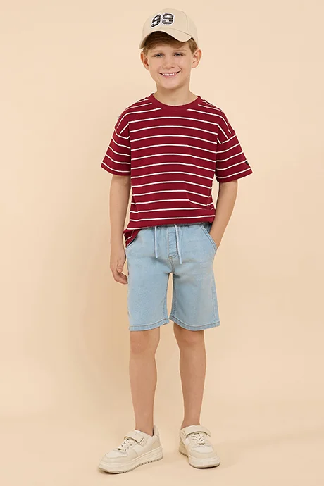 R&B Washed Denim Shorts with Drawstring Waist