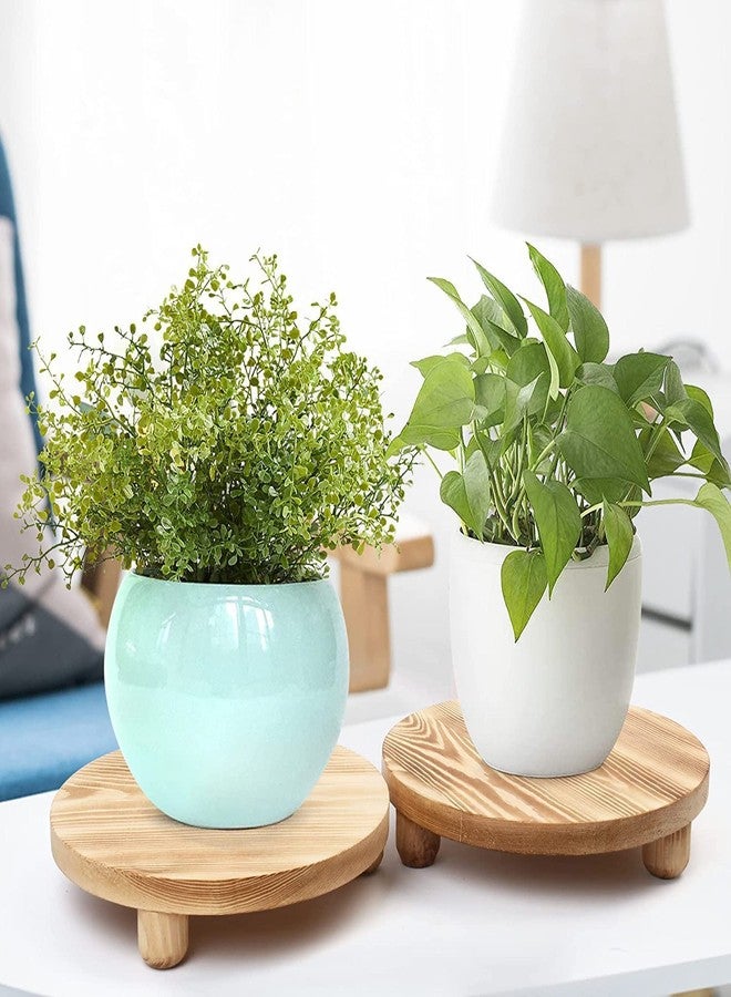 DEAMACE Wood Riser for Decor, 2 Pack Wood Pedestal Stand for Display, Round Wooden Tray for Kitchen Counter, Wooden Pedestal Stand for Plant Pot Indoor - Image 3