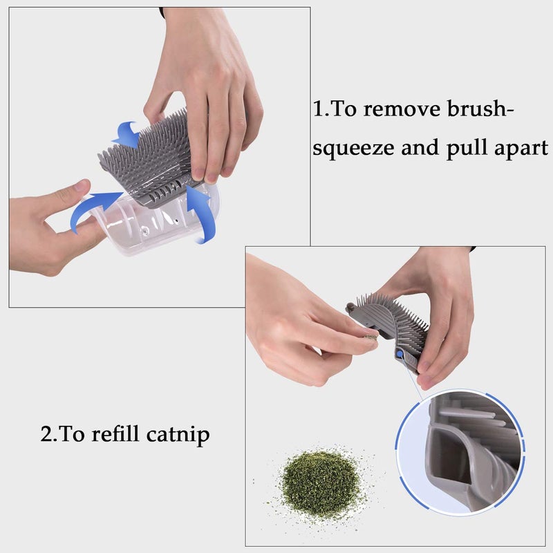 IMISNO 4 Pack Cat Self Groomer with Catnip Pouch,Cats Corner Massage Comb Grooming Brush Tool for Kitten Puppy (2 Black/2 Grey) - Image 3