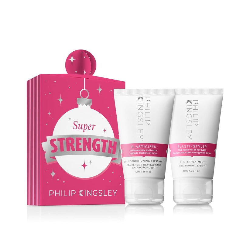 PHILIP KINGSLEY Retro Christmas Collection Super Strength Stocking Filler - Includes Elasticizer Deep-Conditioning Hair Mask Treatment and Elasti-Styler 5-in-1 Pre-Styling Serum