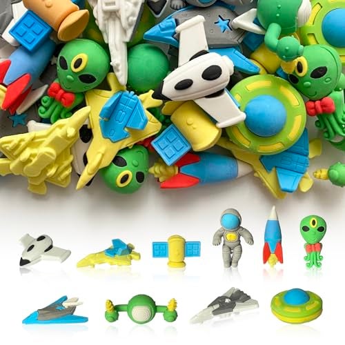Kaemi 30 Pcs Space Erasers Desk Pets for Kids Classroom Prizes Fun Cool 3D Puzzle Erasers Bulk Mini Cute Pencil Eraser Pals Toys for Party Favors Treasure Box Goodie Bag Stuffers - Image 1