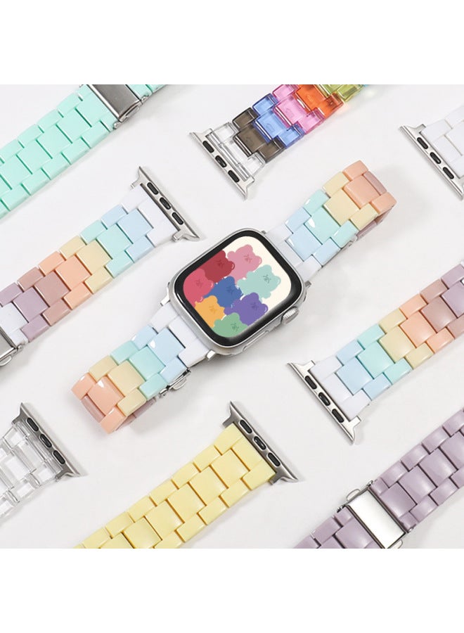 YLZ For Smart Watch Strap Straight Apple Ultra Candy Color Acrylic Transparent Rainbow Strap - Image 2