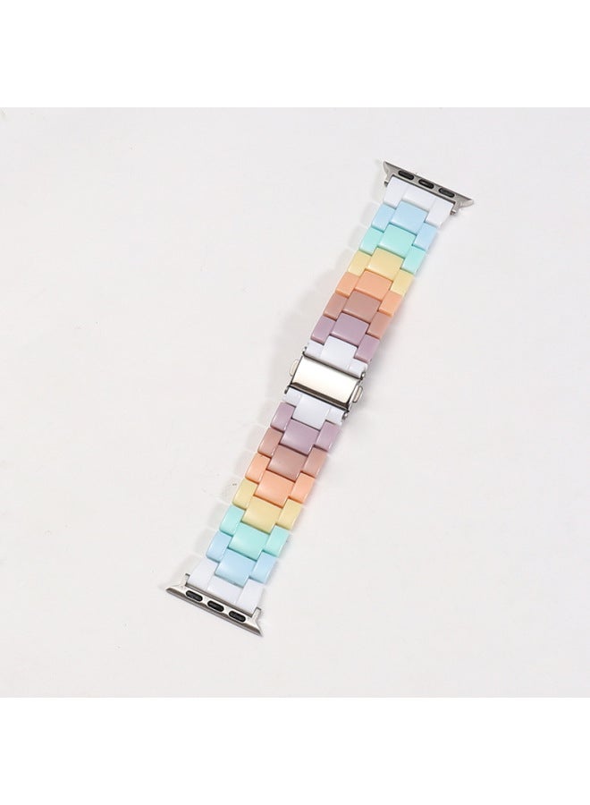 YLZ For Smart Watch Strap Straight Apple Ultra Candy Color Acrylic Transparent Rainbow Strap - Image 1
