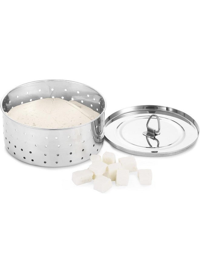 DiBha Stainless Steel Round Shape Paneer Cheese, Tofu, Sprouts Maker Mould Color - Steel (Set of 1, 350 ml), Silver - Image 5