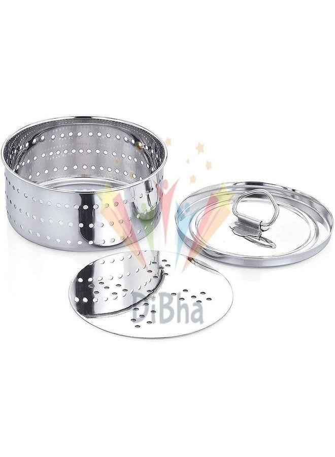 DiBha Stainless Steel Round Shape Paneer Cheese, Tofu, Sprouts Maker Mould Color - Steel (Set of 1, 350 ml), Silver - Image 1