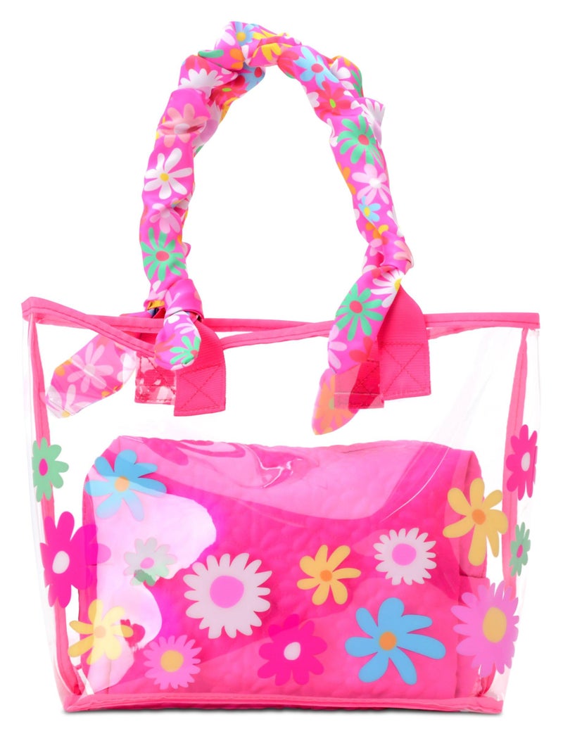 iscream 16 x 11 Double Handle Clear Travel Tote and 925 x 7 Cosmetic Bag Set Lovely Leslie - Image 2
