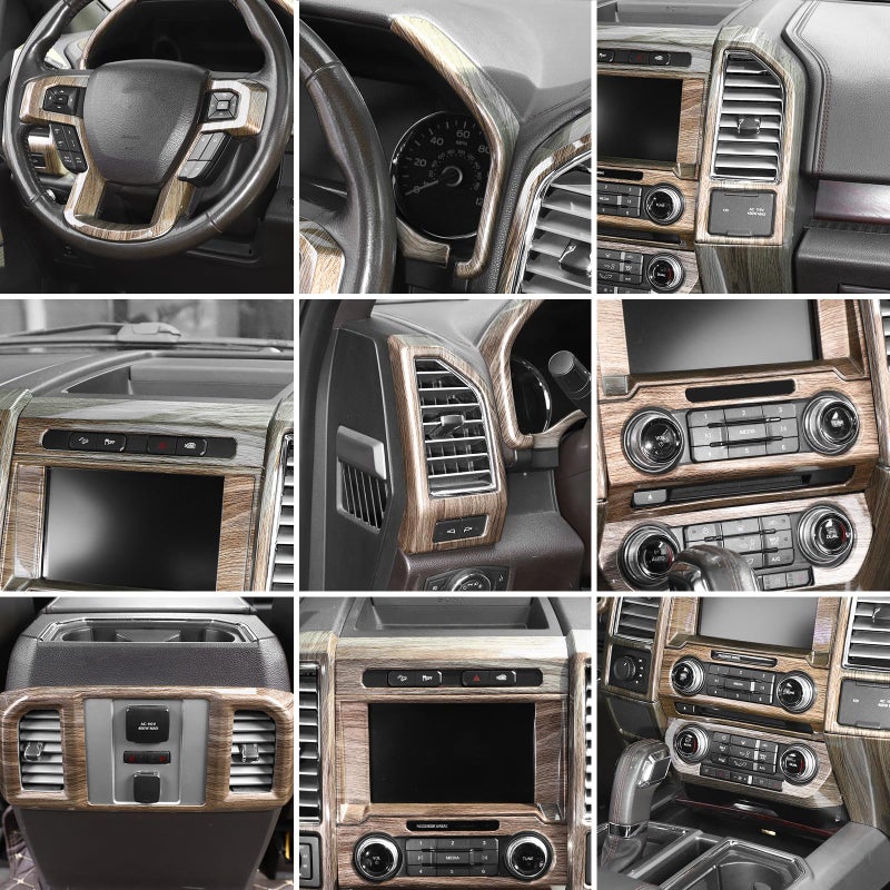 JeCar 16PCS Wood Grain Interior Trim Kit Fit for Ford F150 2015-2020 Interior Accessories - Image 4