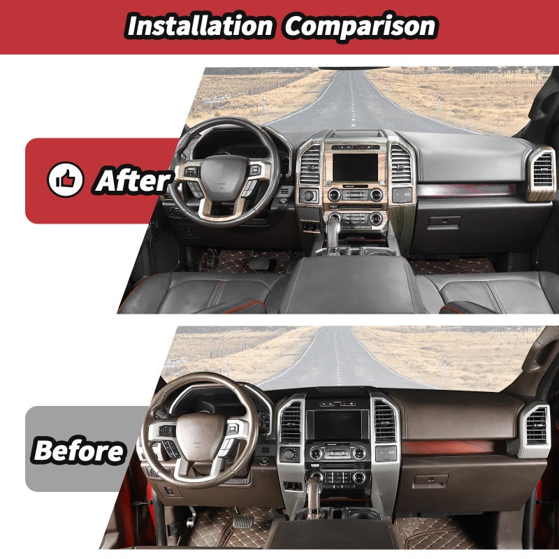JeCar 16PCS Wood Grain Interior Trim Kit Fit for Ford F150 2015-2020 Interior Accessories - Image 3